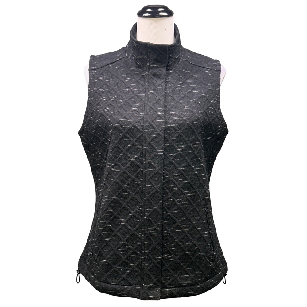 T by Talbots Vest Women Size M Black Quilted Full Zip Mock Neck Gorpcore